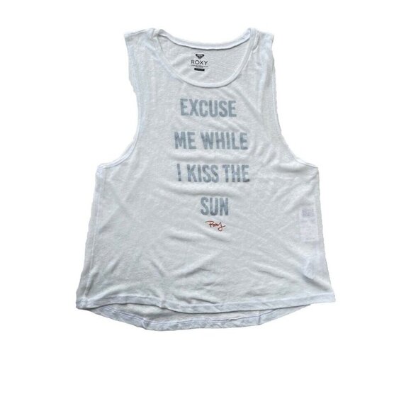 Roxy Kiss The Sun Muscle Tank Top White Graphic Sleeveless Women’s multi Size - Picture 9 of 11